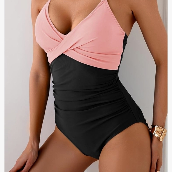 Pink and Black Women's Swimsuit - Picture 2 of 6